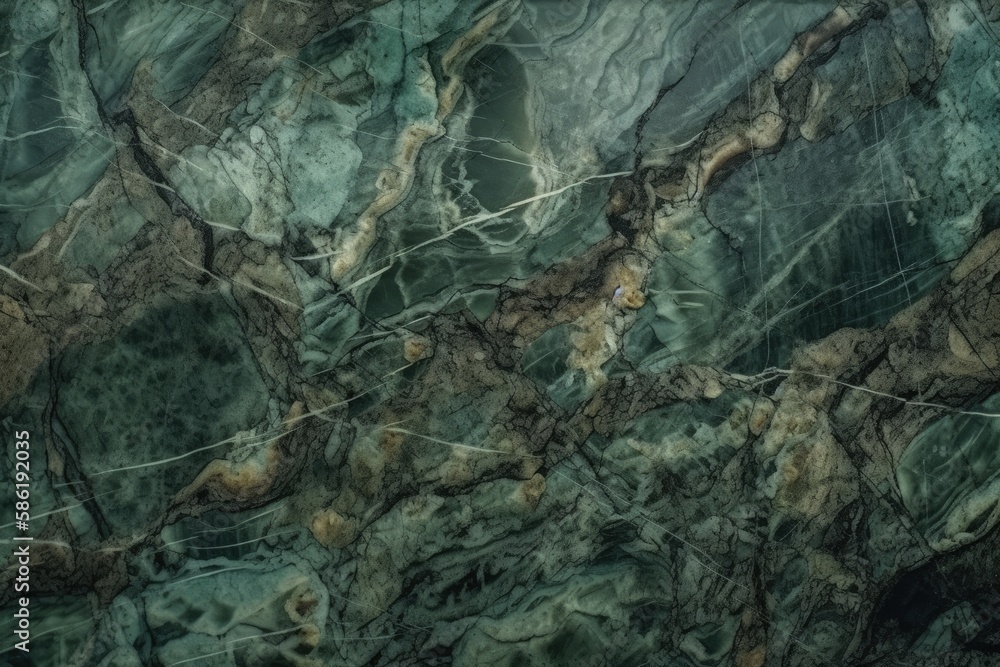 Poster detailed close up view of a green marble texture created with generative ai technology