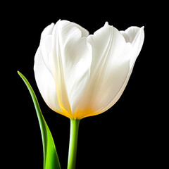 white tulip isolated on black