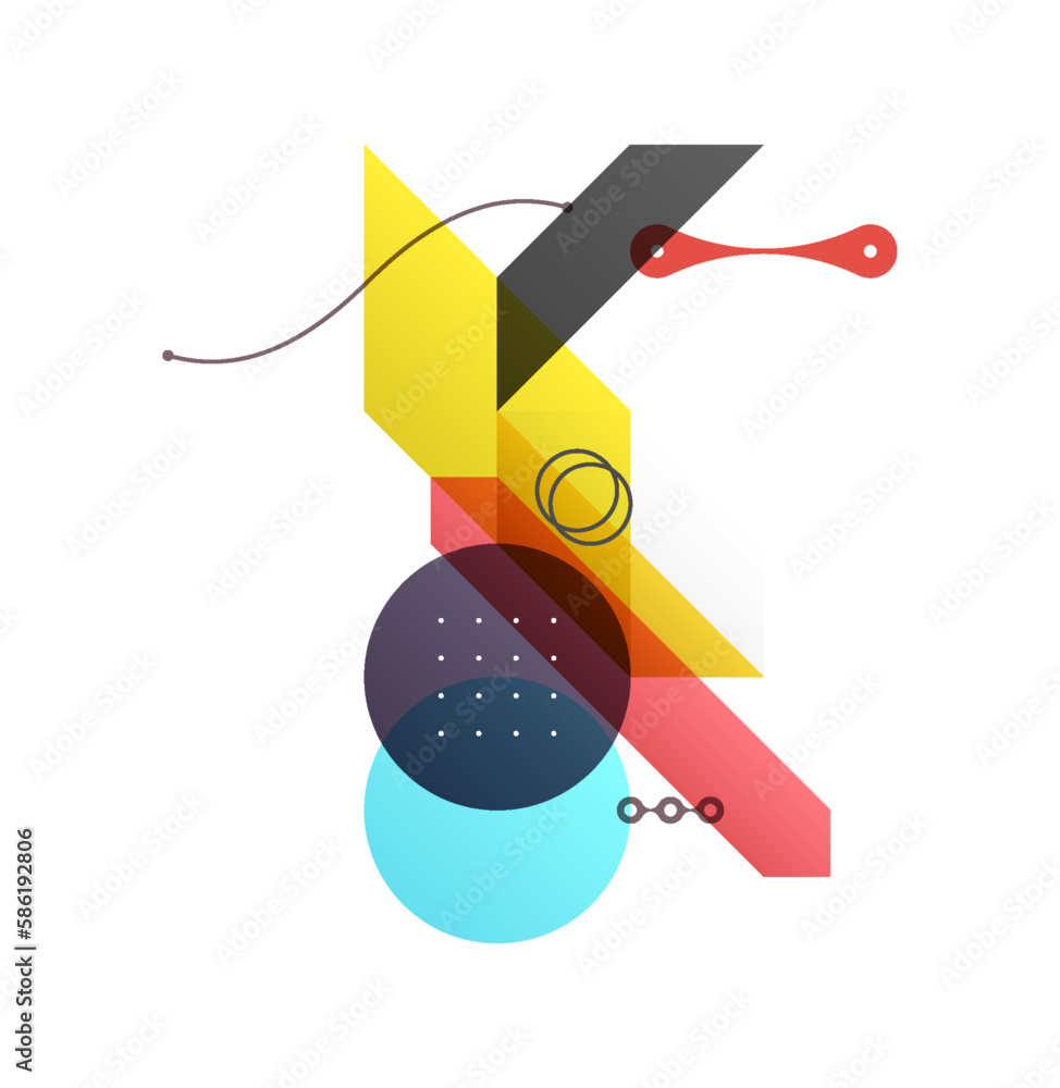 Wall mural art composition of flat colorful vector shapes. abstract transparency geometrical background. cover 