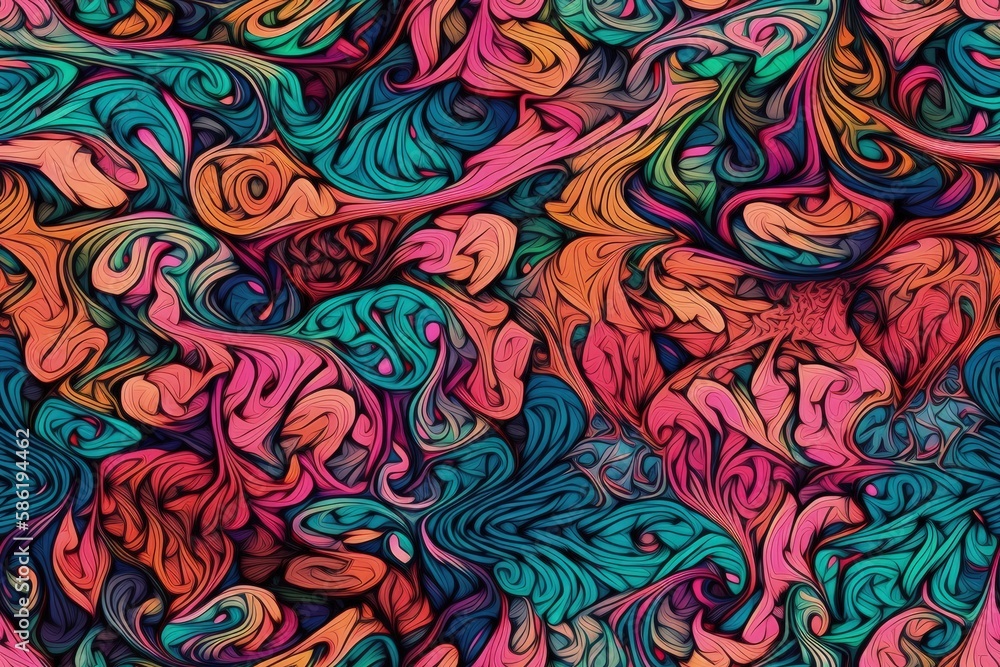 Poster vibrant and colorful abstract painting with multiple hues and tones created with generative ai techn