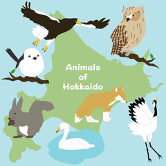 北海道の動物たちのイラスト素材