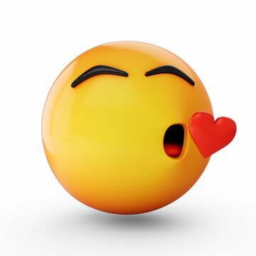 3D Rendering kissing emoji isolated on white background