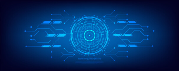 Blue circle and line technology abstract technology innovation concept vector background and glowing light