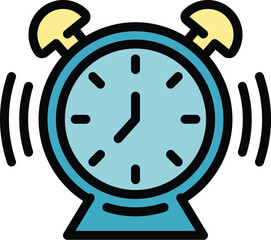 Alarm clock icon. Outline Alarm clock vector icon for web design isolated on white background color flat