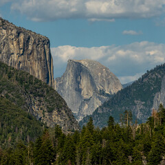 Half Dome Framed by V of Cliff and Mountain