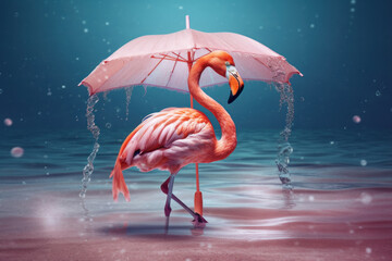 Flamingo and summer concept. Travel vacation and lifestyle. Generative ai