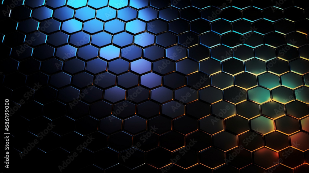 Wall mural hexagonal abstract metal concept wallpaper background generative ai