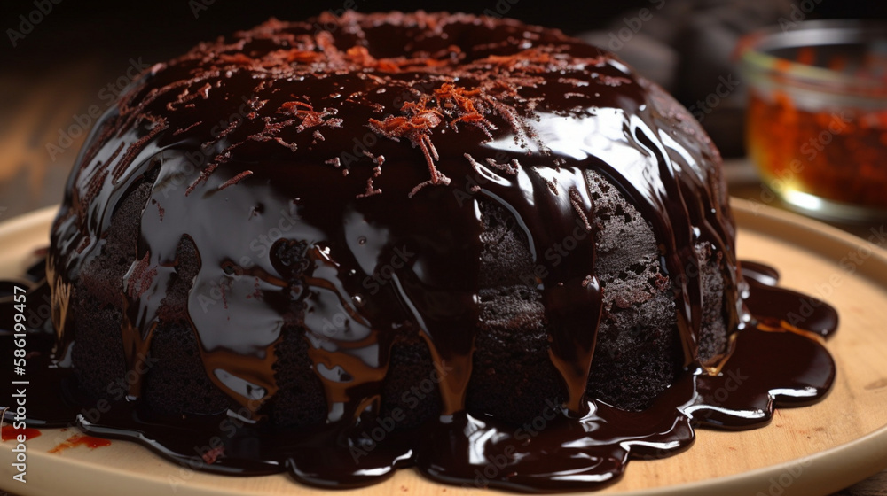 Canvas Prints chocolate cake with hot sauce generative ai