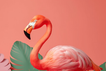 Obraz premium Flamingo and summer concept. Travel vacation and lifestyle. Generative ai