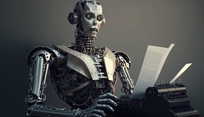 AI automates content creation for journalism, providing real-time news updates, generating articles, and analyzing data. Generated by AI.