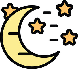 Moon stars icon. Outline Moon stars vector icon for web design isolated on white background color flat