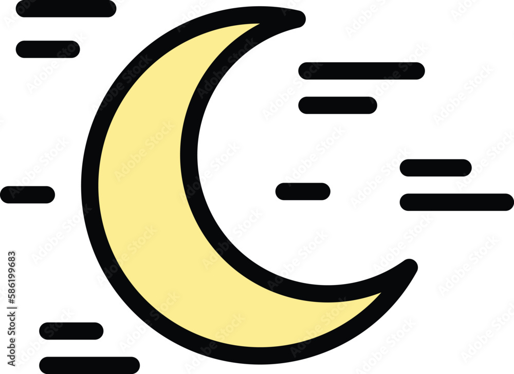 Poster sleep moon icon. outline sleep moon vector icon for web design isolated on white background color fl