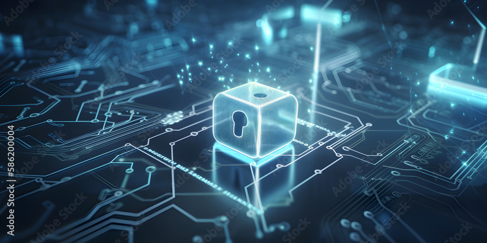 Poster cybersecurity and information or network protection concept. generative ai