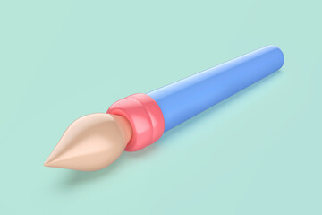 3D illustration of simple paintbrush