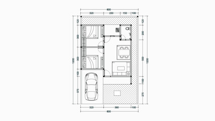 Simple dream house blueprint illustration, simple minimalist home layout blueprint vector