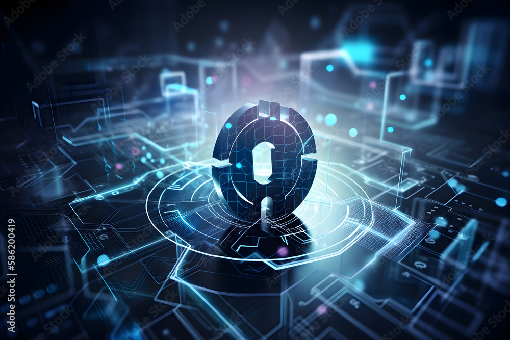 Poster cybersecurity and information or network protection concept. generative ai