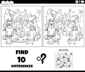 differences game with purebred dogs coloring page