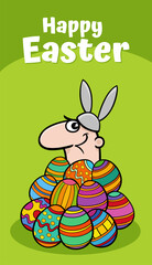 cartoon man in Easter Bunny costume greeting card