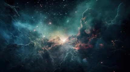 Magic color galaxy space background. Illustration AI Generative.