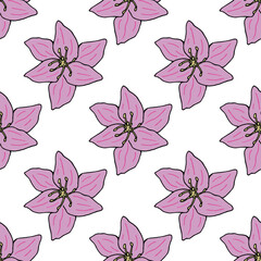 Seamless pattern with beautiful flowers on white background. Vector image.