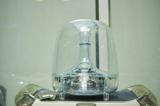 MOSCOW, Russia - May 7, 2022: Museum of Old Apple Computers. Harman kardon sound device