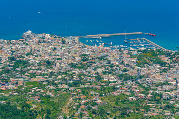 Panorama view of Italian city Forio at Ischia island - obrazy, fototapety, plakaty