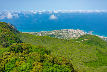 Panorama view of Italian city Forio at Ischia island