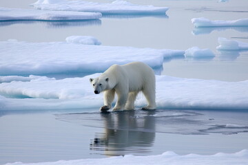 Obraz na płótnie Canvas Polar Bear on ice, global warming concept
