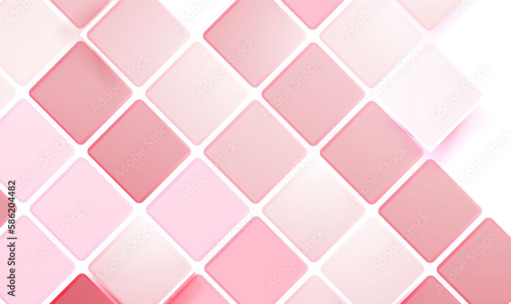 Aufkleber 3d pink ceramic tile cubes pattern. abstract background from pink 3d rhombus with rounded edges. tec