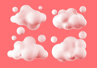 Clouds 3d vector set.