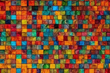 vibrant and colorful background made up of various squares created with Generative AI technology