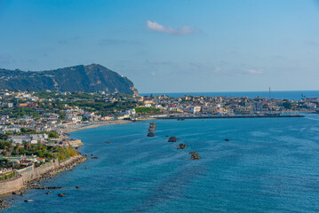 Panorama view of Italian city Forio at Ischia island
