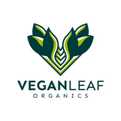 Obraz premium Minimalist nature leaf letter V logo design