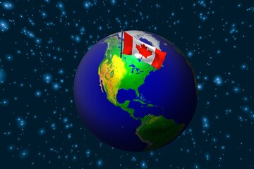 Earth with the Canadian flag