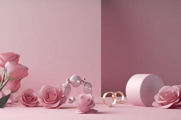 Womens Days Decoration, Beautiful Background with feminist and Minimalist style, Soft Color 3D Design.AI Generated
