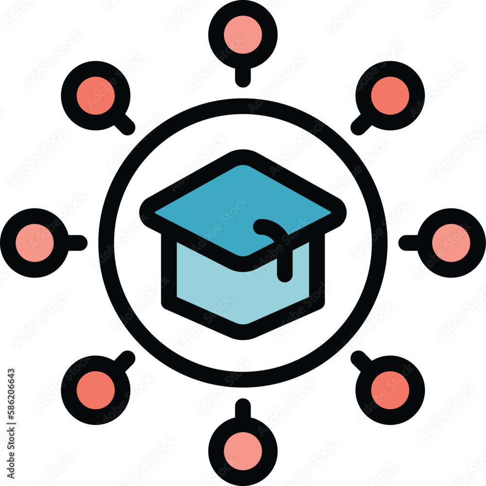 Poster graduation hat scheme icon. outline graduation hat scheme vector icon for web design isolated on whi