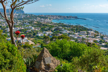 Panorama view of Italian city Forio at Ischia island