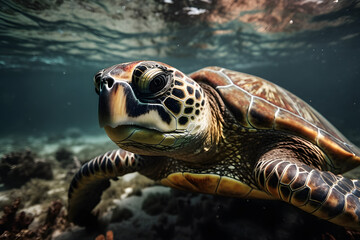 Fototapeta premium turtle in the sea, Generative AI