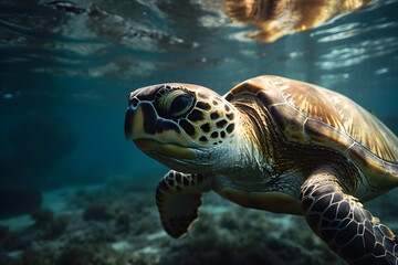 Fototapeta premium turtle swimming, Generative AI