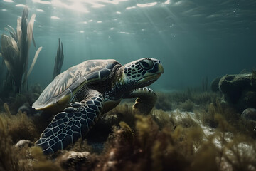 Obraz premium green sea turtle, Generative AI