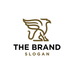 simple griffin line icon logo vector design, modern gryphon logo pictogram design