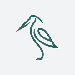 Fototapeta premium heron pelican stork vector logo lineart line outline monoline icon design stock gulf bird coast beach illustration abstract ibis logo