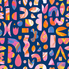 Fun inky abstract seamless pattern, illustration - 586207099