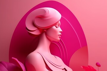 Womens Days Decoration, Beautiful Background with feminist and Minimalist style, Soft Color 3D Design. Generative AI