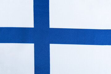 national flag of Finland on a fabric basis close-up