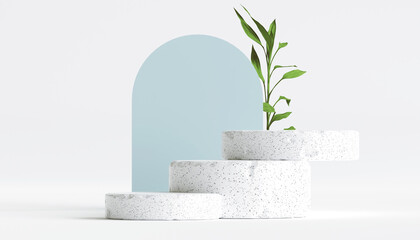 terrazzo marble podium on for product presentation. 3d illustration