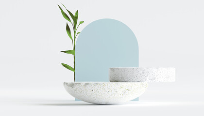 terrazzo marble podium on for product presentation. 3d illustration.