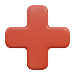 plus sign 3d render icon illustration with transparent background