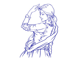 illustration of a woman in dress vector for card illustration background