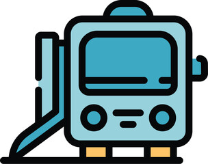 Naklejka premium Accessible metro train icon. Outline Accessible metro train vector icon for web design isolated on white background color flat